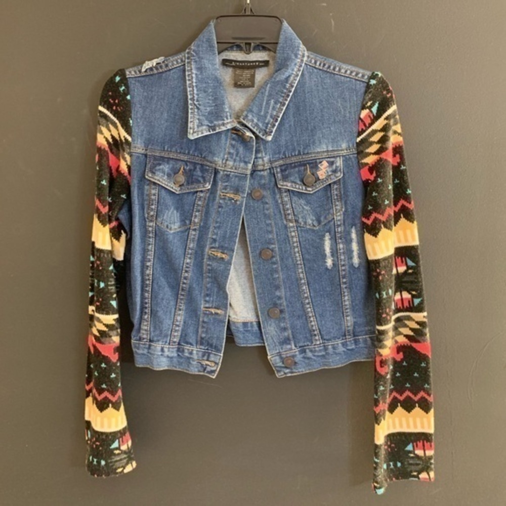 Denim sweater sleeve jean jacket